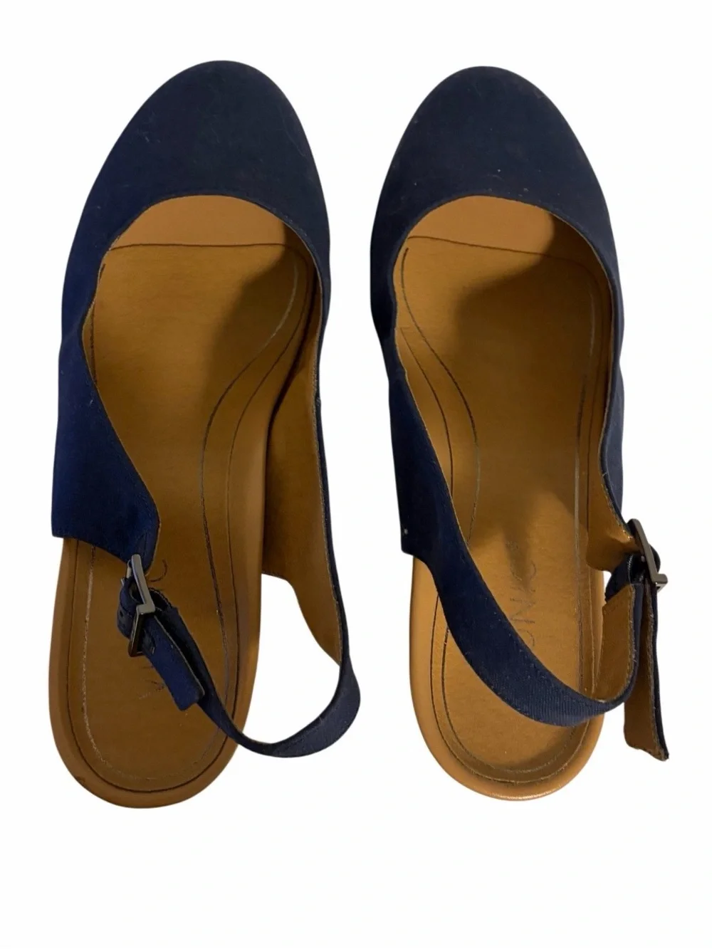 Vionic Coralina Navy Blue Slingback Wedge Espadrilles Orthotic Comfort Size 11W